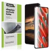 A product package for a screen protector is shown next to two smartphones. Produktbild-Vorschau