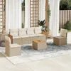 vidaXL 7-tlg. Garten-Sofagarnitur mit Kissen Beige Poly Produktbild-Vorschau 2