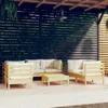 vidaXL 7-tlg. Garten-Lounge-Set mit Creme Kissen Massivholz Produktbild-Vorschau 2