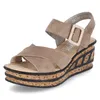 Rieker Damen-Wedges-Sandalette mit Keilabsatz Beige-Braun, Produktbild-Vorschau 27