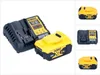 A DeWalt battery charger and battery pack are shown against a white background. Produktbild-Vorschau
