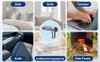 Collage of images showing different applications of a handheld vacuum cleaner, including a bed, sofa, car interior, storage bag, and a fire pit. Produktbild-Vorschau