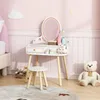 AIYAPLAY Kindermake-up tafel set, kaptafel met kruk, Productafbeelding-voorbeeld 2