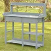 Table de jardin Table à plantes grise 117 x 45 x 121 cm Voir les images du produit 5