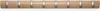 A row of eight wooden coat hooks with silver accents against a white background. Produktbild-Vorschau