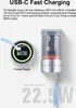 A product image showing a flashlight with its charging display and batteries, along with text describing its fast charging capabilities. Produktbild-Vorschau