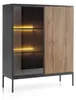 Moderne Geriffelte Vitrine LAGOS W2D Schwarz Eiche Wotan Produktbild-Vorschau 4