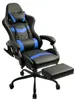 A black and blue gaming chair with a footrest is shown against a white background. Anteprima dell’immagine prodotto