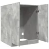 A concrete-effect cabinet with two doors open, showing the interior. Produktbild-Vorschau