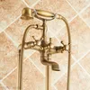 Volně stojící vanová baterie KRAN retro kartáčovaná mosaz Náhled obrázku produktu 4