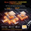 A marketing image showcasing the technical specifications of a mobile device, focusing on RAM, ROM, and storage expansion capabilities. Produktbild-Vorschau