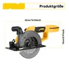 A cordless circular saw is shown with dimensions indicated. Produktbild-Vorschau