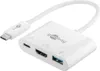 A white USB-C hub with multiple ports. Produktbild-Vorschau