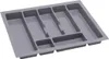 A gray plastic cutlery organizer with multiple compartments. Produktbild-Vorschau