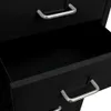 A close-up view of an open black filing cabinet drawer with a silver handle. Anteprima dell’immagine prodotto