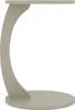 A side view of a C-shaped side table with a round base. Voir les images du produit