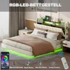 A bedroom scene featuring a bed with LED lighting and a headboard with storage. Náhled obrázku produktu