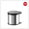 A product shot of a stainless steel trash can with a black lid and base, against a white background. Náhled obrázku produktu
