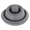 A gray rubber stopper with a central raised cylindrical knob and a wide rim, isolated on a white background. Produktbild-Vorschau