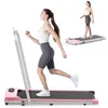 A woman is running on a pink treadmill, with a smaller inset image of another woman walking on a similar treadmill. Produktbild-Vorschau