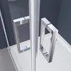 Close-up of two chrome shower door handles inside a shower stall. Produktbild-Vorschau