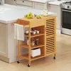 COSTWAY 91x44x89cm Küchenwagen aus Holz Bambus, Produktbild-Vorschau 8