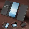 A collage of images showing a black leather phone case for a ZTE Blade V70 Max/nubia V70 Max, with different views and angles. Produktbild-Vorschau