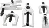 A set of five metal automotive tools for separating ball joints and tie rod ends, arranged on a white background. Produktbild-Vorschau