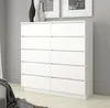 A white dresser with ten drawers is shown in a room with a gray wall and a wooden floor. Podgląd zdjęcia produktu