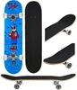 A collage of images showing a skateboard from different angles, including the top, side, and close-ups of the grip tape and wheels. Produktbild-Vorschau