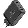 A black USB-C GaN charger with multiple ports. Produktbild-Vorschau