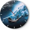 Wanduhr - Rund - Glasuhr - Tauchen Frau Wellen - 40x40cm - Produktbild-Vorschau 1