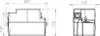 Technical drawing with dimensions of a condensate pump. Anteprima dell’immagine prodotto