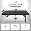 IvoQ Table Pliante – 180 cm – Aspect Rotin – Noir – Table Voir les images du produit 2
