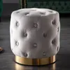 Eleganter Hocker MODERN BAROCK 37cm edel-grau gold Samt Produktbild-Vorschau 1