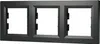A black, three-gang horizontal frame for electrical outlets. Anteprima dell’immagine prodotto