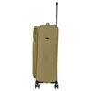 A side view of a khaki-colored suitcase with a retractable handle and wheels, set against a white background. Voir les images du produit