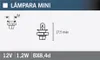 Diagrams and specifications for a mini lamp. Produktbild-Vorschau