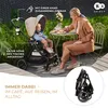 A woman and a baby in a stroller sitting at a table outdoors. Voir les images du produit
