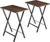 Two identical folding side tables with dark wood-effect tops and black metal frames are shown against a white background. Voir les images du produit