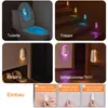 Collage showing different applications of LED night lights in a home, including a toilet, stairs, entrance, and bedroom, along with installation instructions. Náhled obrázku produktu