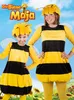 Two people, a child and an adult, are wearing bee costumes, likely for a party or event. The background features a blue sky with clouds and sunflowers. Náhľad obrázku produktu