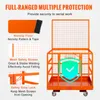 A marketing image showcasing the features of a forklift safety cage. Produktbild-Vorschau