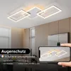 A modern ceiling light fixture is shown in a room setting, with a phone displaying a close-up of the light. Produktbild-Vorschau