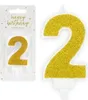 Geburtstagskerze Zahl 2 mit Glitzer 7cm gold Produktbild-Vorschau 1
