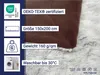 A close-up view of a soft blanket with text overlays detailing its features. Produktbild-Vorschau