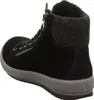A black high-top leather boot with a grey fabric cuff and a grey sole, shown from the side. Anteprima dell’immagine prodotto