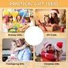 A collage of four images showcasing practical gift ideas for different occasions, with a central white circle. Produktbild-Vorschau