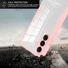A pink phone case is shown falling onto a cracked asphalt surface, with debris flying. Produktbild-Vorschau