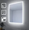 A lit mirror in a bathroom setting, with icons highlighting features. Náhľad obrázku produktu